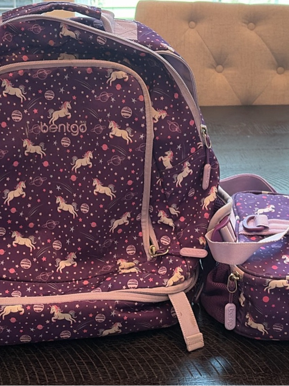 Bentgo Kids Unicorn Purple Backpack and Lunch Bag Set